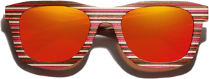 Lunettes de soleil monture bois Bambou Coloré rouge – Wayfarer - Orange - Vue de face