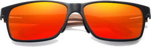 Lunettes de soleil rectangulaires en bois de Noyer – Sport - Orange - Vue de face