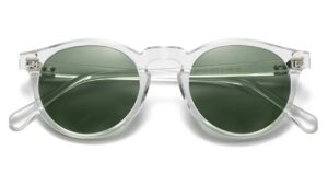 Lunettes Vintage Rondes Blanc transparent - Vert vue de face